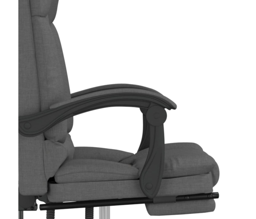 Silla de oficina reclinable con masaje de tela gris oscuro