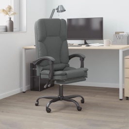 Silla de oficina reclinable con masaje de tela gris oscuro