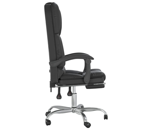 Silla de oficina reclinable masaje cuero sintético negro