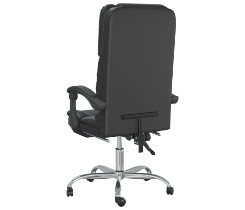 Silla de oficina reclinable masaje cuero sintético negro