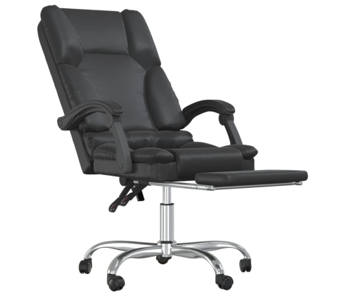 Silla de oficina reclinable masaje cuero sintético negro