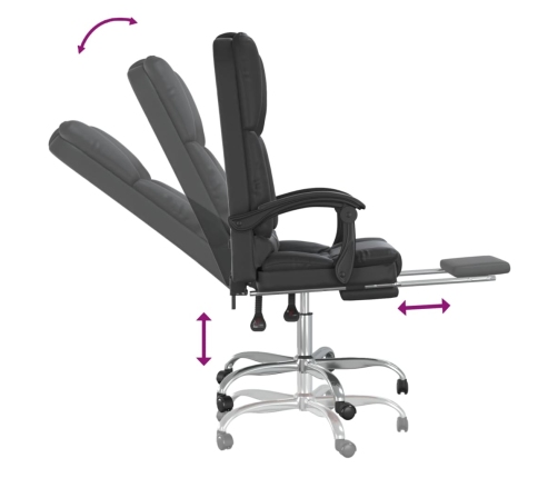 Silla de oficina reclinable masaje cuero sintético negro