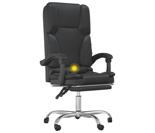 Silla de oficina reclinable masaje cuero sintético negro