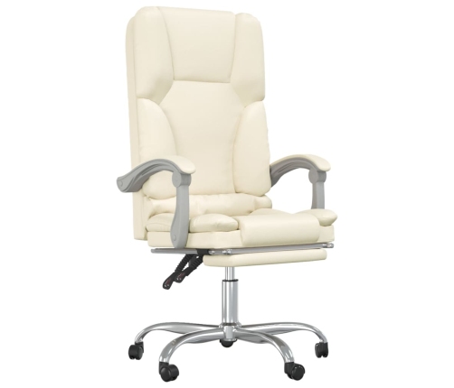 Silla de oficina reclinable masaje cuero sintético color crema