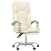 Silla de oficina reclinable masaje cuero sintético color crema