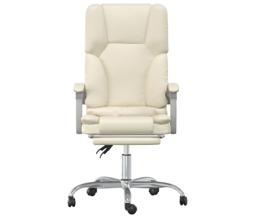 Silla de oficina reclinable masaje cuero sintético color crema