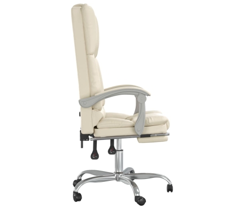 Silla de oficina reclinable masaje cuero sintético color crema