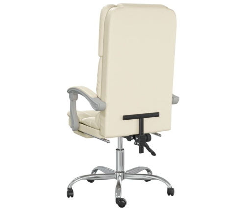 Silla de oficina reclinable masaje cuero sintético color crema