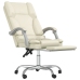 Silla de oficina reclinable masaje cuero sintético color crema