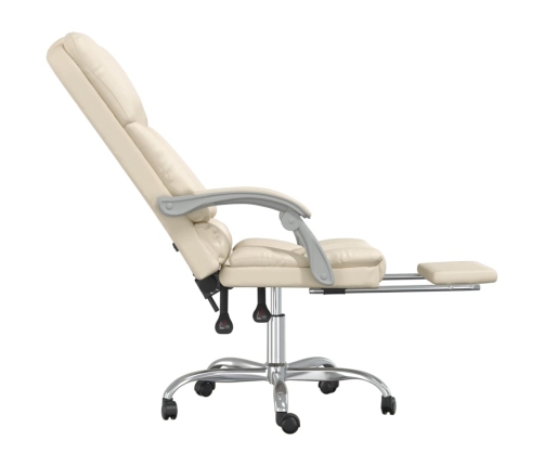 Silla de oficina reclinable masaje cuero sintético color crema