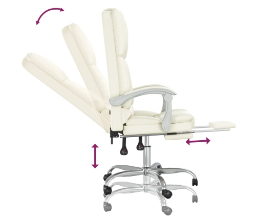 Silla de oficina reclinable masaje cuero sintético color crema