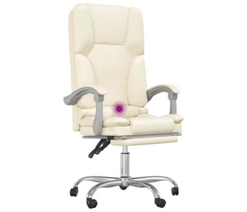 Silla de oficina reclinable masaje cuero sintético color crema