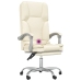 Silla de oficina reclinable masaje cuero sintético color crema