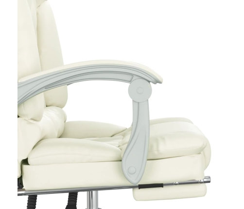 Silla de oficina reclinable masaje cuero sintético color crema