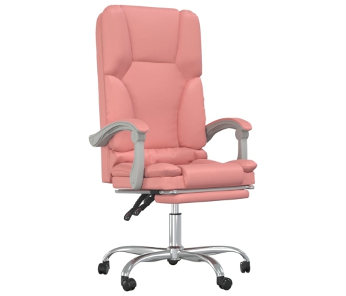 Silla de oficina reclinable masaje cuero sintético rosa