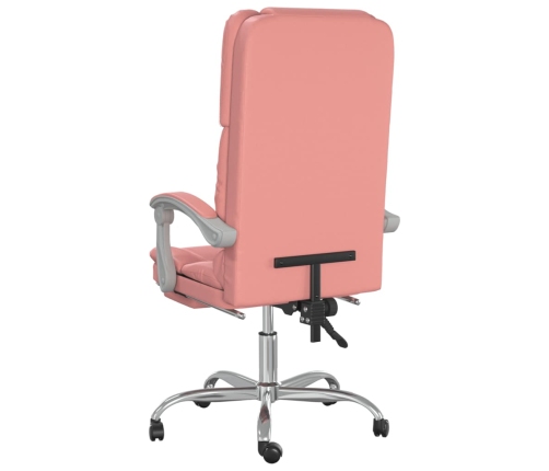 Silla de oficina reclinable masaje cuero sintético rosa