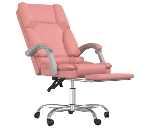 Silla de oficina reclinable masaje cuero sintético rosa