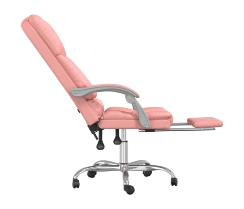 Silla de oficina reclinable masaje cuero sintético rosa