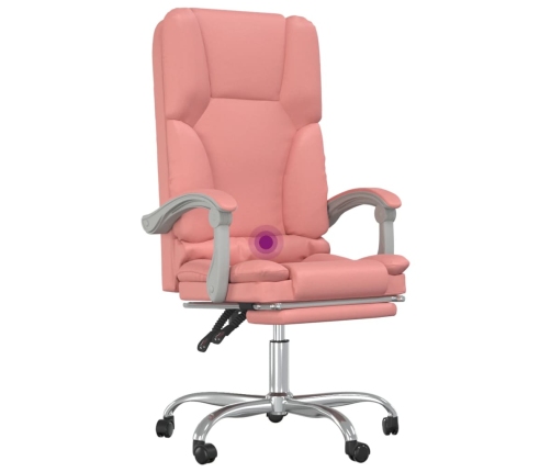 Silla de oficina reclinable masaje cuero sintético rosa