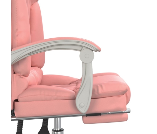 Silla de oficina reclinable masaje cuero sintético rosa