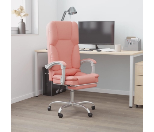 Silla de oficina reclinable masaje cuero sintético rosa