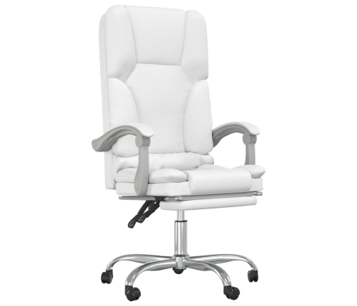 Silla de oficina reclinable masaje cuero sintético blanco