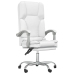 Silla de oficina reclinable masaje cuero sintético blanco