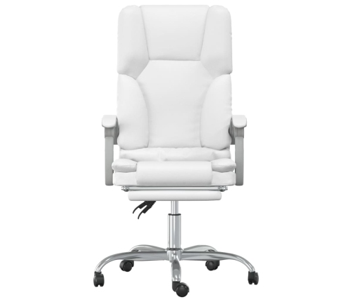 Silla de oficina reclinable masaje cuero sintético blanco