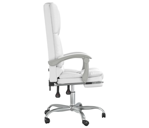 Silla de oficina reclinable masaje cuero sintético blanco