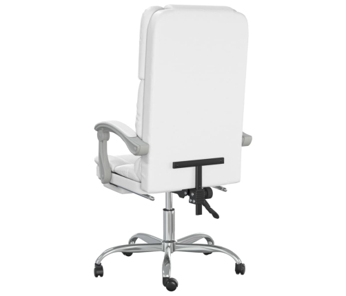 Silla de oficina reclinable masaje cuero sintético blanco