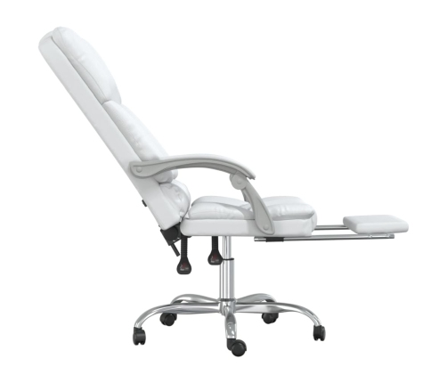 Silla de oficina reclinable masaje cuero sintético blanco