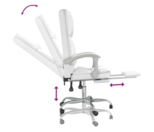 Silla de oficina reclinable masaje cuero sintético blanco