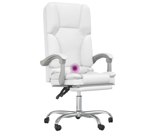 Silla de oficina reclinable masaje cuero sintético blanco