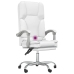 Silla de oficina reclinable masaje cuero sintético blanco