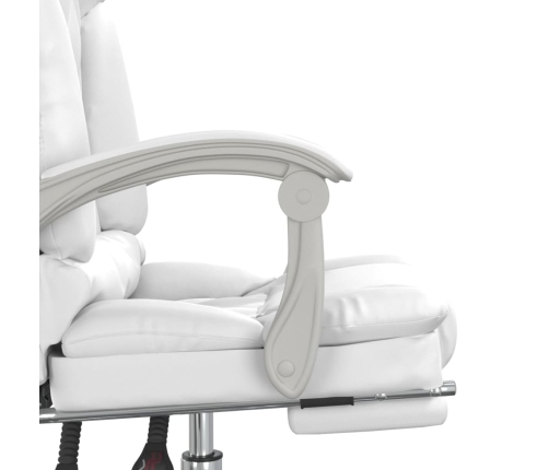 Silla de oficina reclinable masaje cuero sintético blanco