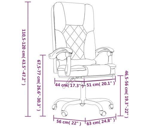 Silla de oficina reclinable con masaje tela gris taupé