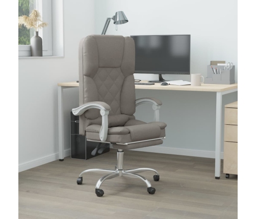 Silla de oficina reclinable con masaje tela gris taupé