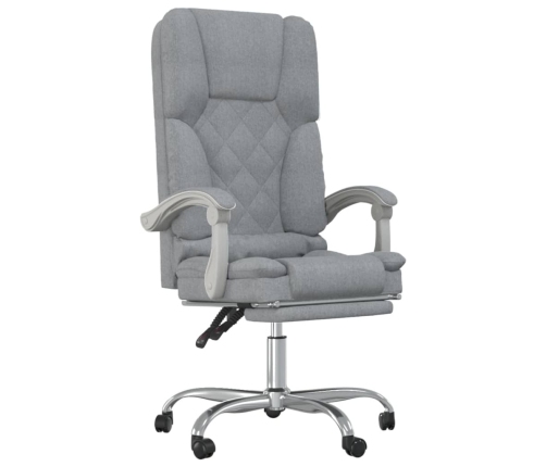 Silla de oficina reclinable con masaje de tela gris claro