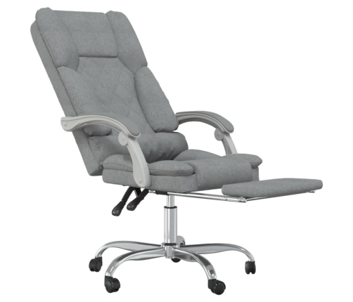 Silla de oficina reclinable con masaje de tela gris claro