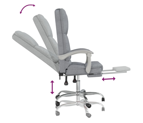 Silla de oficina reclinable con masaje de tela gris claro