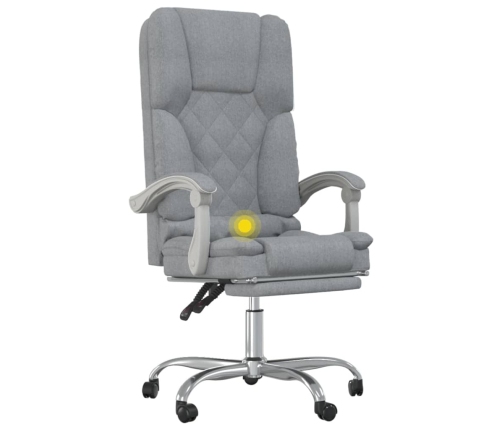 Silla de oficina reclinable con masaje de tela gris claro