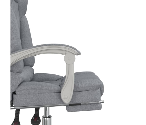 Silla de oficina reclinable con masaje de tela gris claro