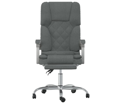 Silla de oficina reclinable con masaje de tela gris oscuro