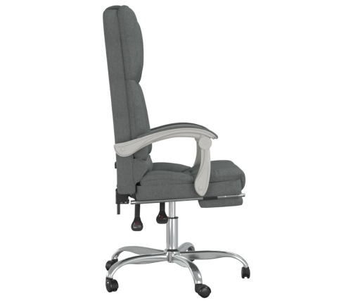 Silla de oficina reclinable con masaje de tela gris oscuro