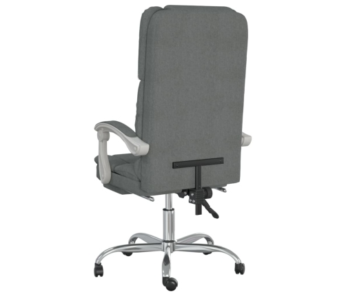 Silla de oficina reclinable con masaje de tela gris oscuro