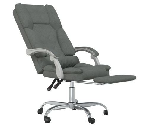 Silla de oficina reclinable con masaje de tela gris oscuro