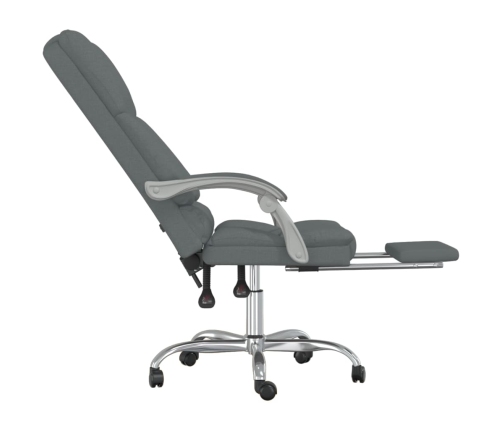 Silla de oficina reclinable con masaje de tela gris oscuro