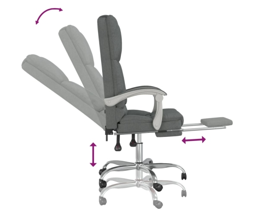 Silla de oficina reclinable con masaje de tela gris oscuro