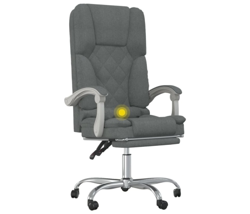 Silla de oficina reclinable con masaje de tela gris oscuro