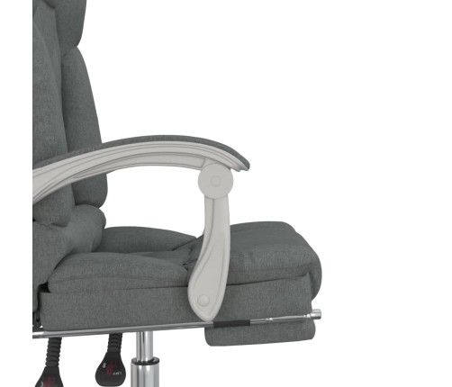 Silla de oficina reclinable con masaje de tela gris oscuro